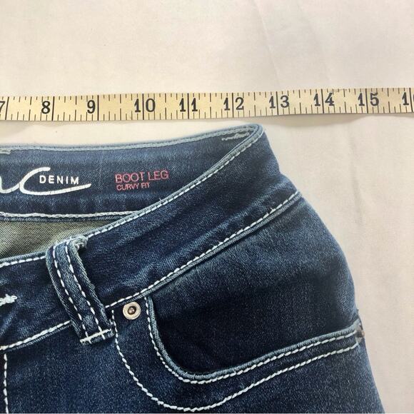 INC International Concepts Curvy Classic Bootcut Jeans White Top Stitch Mid Rise - Picture 12 of 16